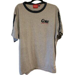 Coke T Shirt Mens Ringer Adds Life Licensed Gray Logo XL Short Sleeve